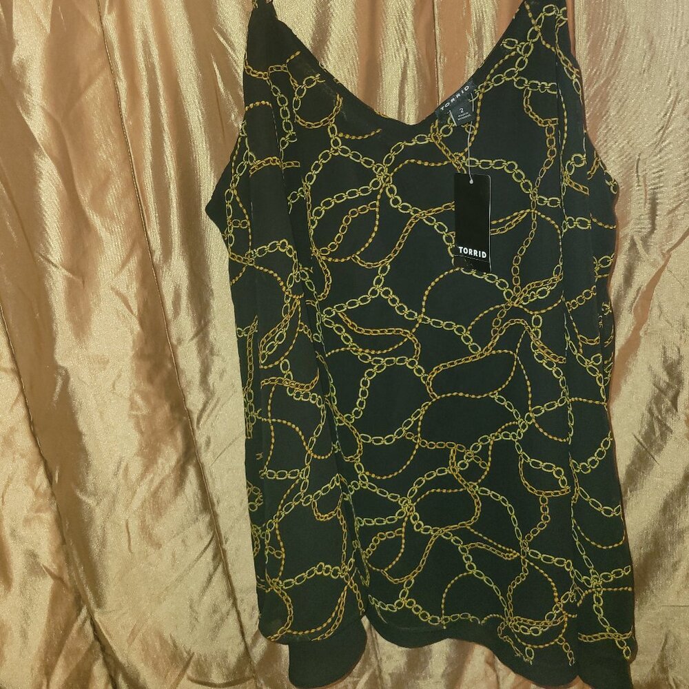Torrid Airy Chiffon Gold Chain Wispy Cami tank top